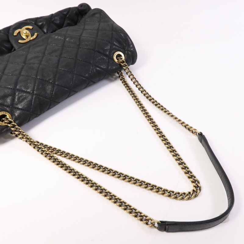CHANEL 牛皮皮革Chain Shoulder Bag金扣鏈帶肩背袋-9