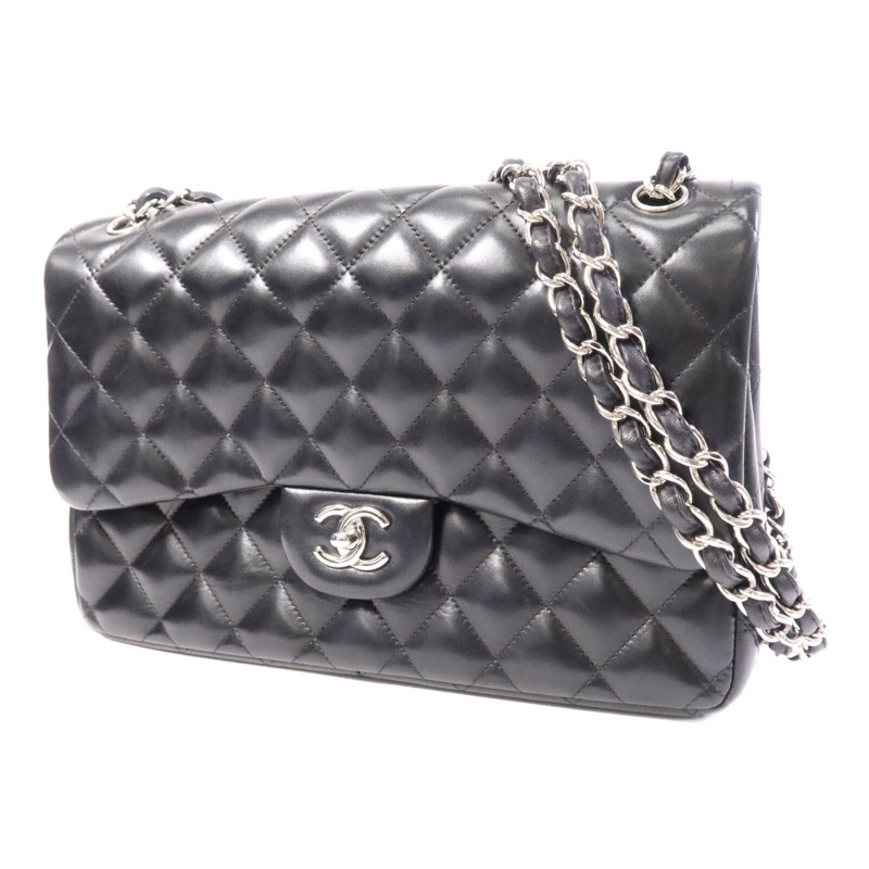 CHANEL 羊皮皮革Large Classic銀扣鏈帶肩背袋-2
