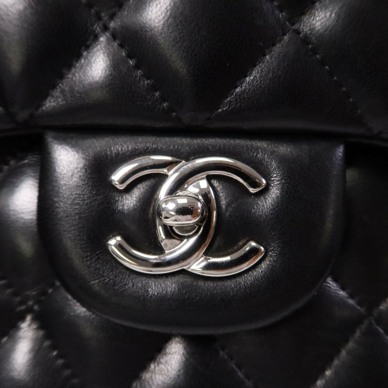 CHANEL 羊皮皮革Large Classic銀扣鏈帶肩背袋-6