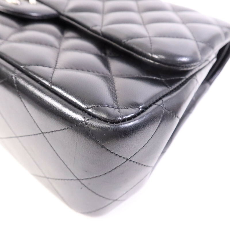 CHANEL 羊皮皮革Large Classic銀扣鏈帶肩背袋-11