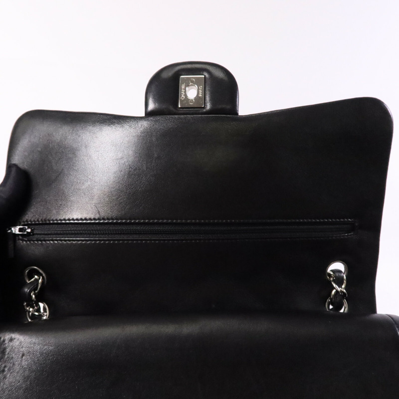 CHANEL 羊皮皮革Large Classic銀扣鏈帶肩背袋-14