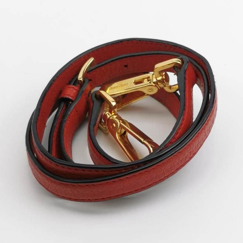 Miu Miu羊皮牛仔布拼色字母Logo斜挎包-8