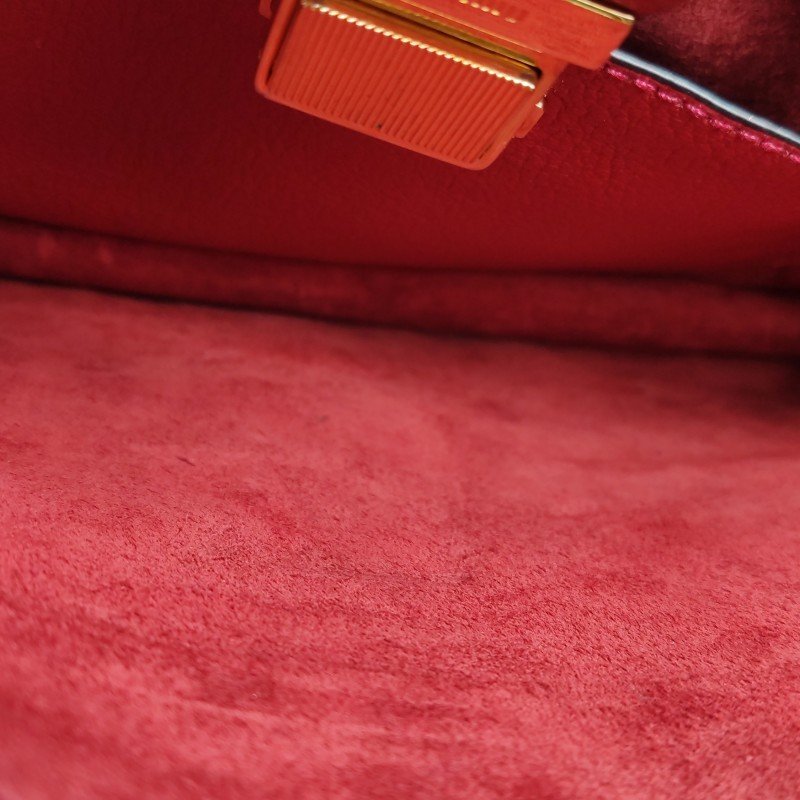 Miu Miu羊皮牛仔布拼色字母Logo斜挎包-9