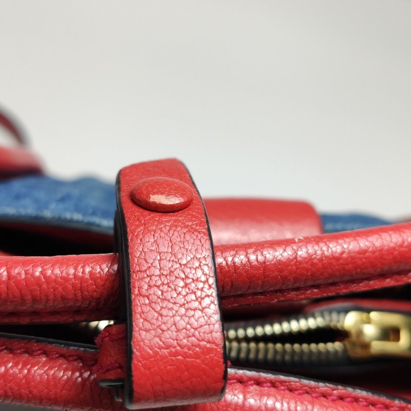 Miu Miu羊皮牛仔布拼色字母Logo斜挎包-17