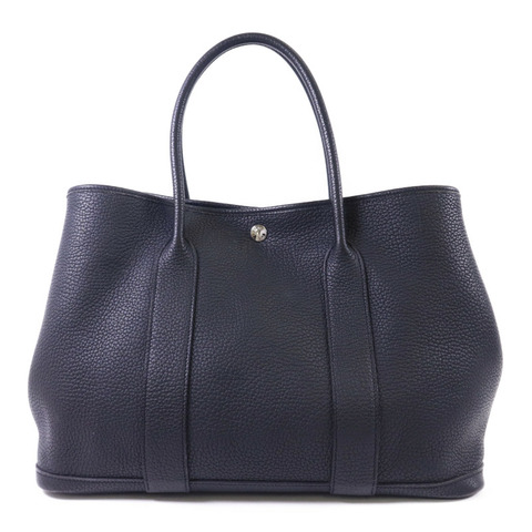 HERMES Negonda皮革Garden Party PM銀扣手挽袋Noir