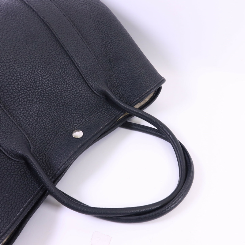 HERMES Negonda皮革Garden Party PM銀扣手挽袋Noir-4