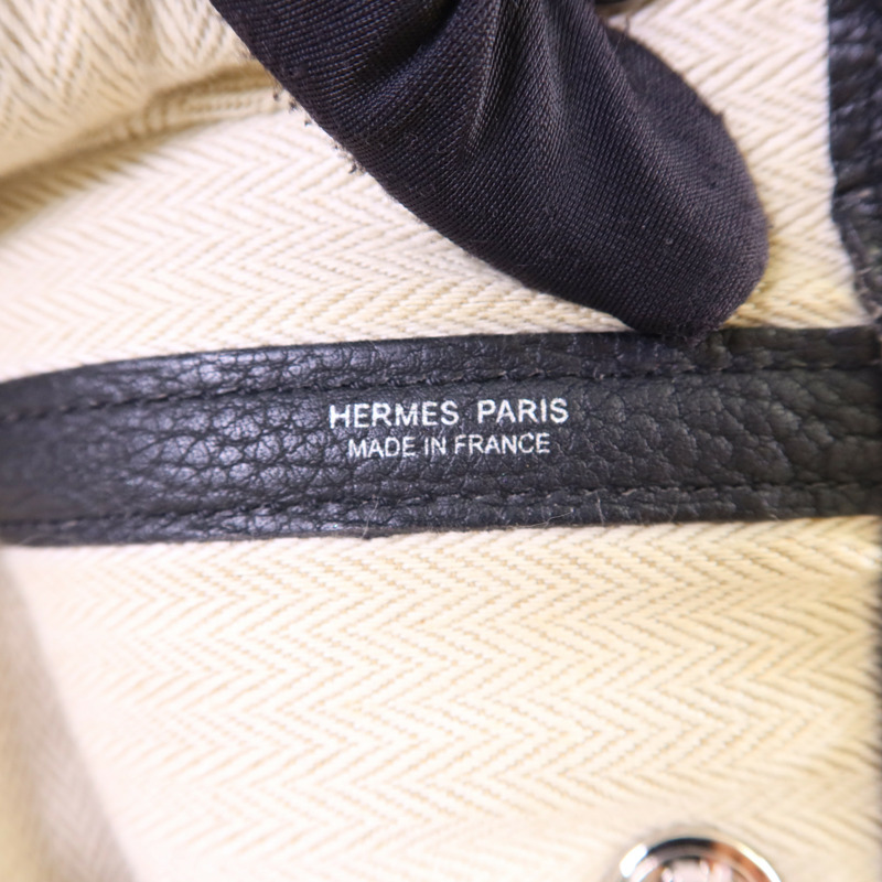 HERMES Negonda皮革Garden Party PM銀扣手挽袋Noir-6