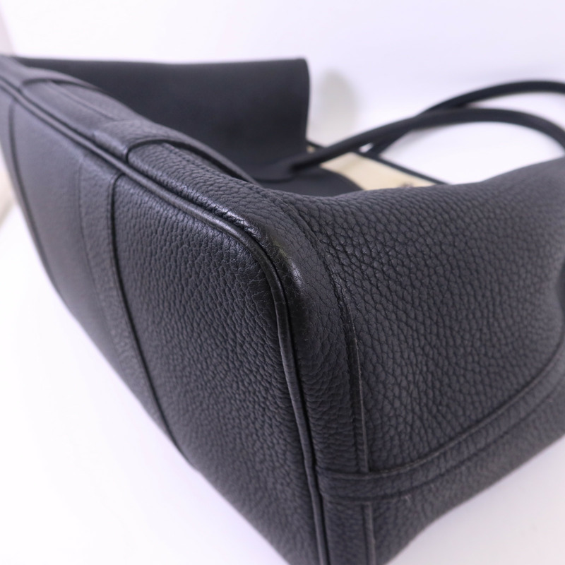 HERMES Negonda皮革Garden Party PM銀扣手挽袋Noir-9