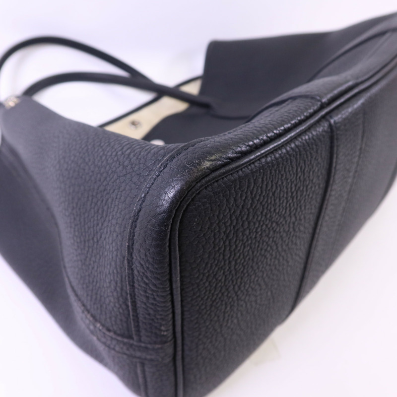 HERMES Negonda皮革Garden Party PM銀扣手挽袋Noir-10