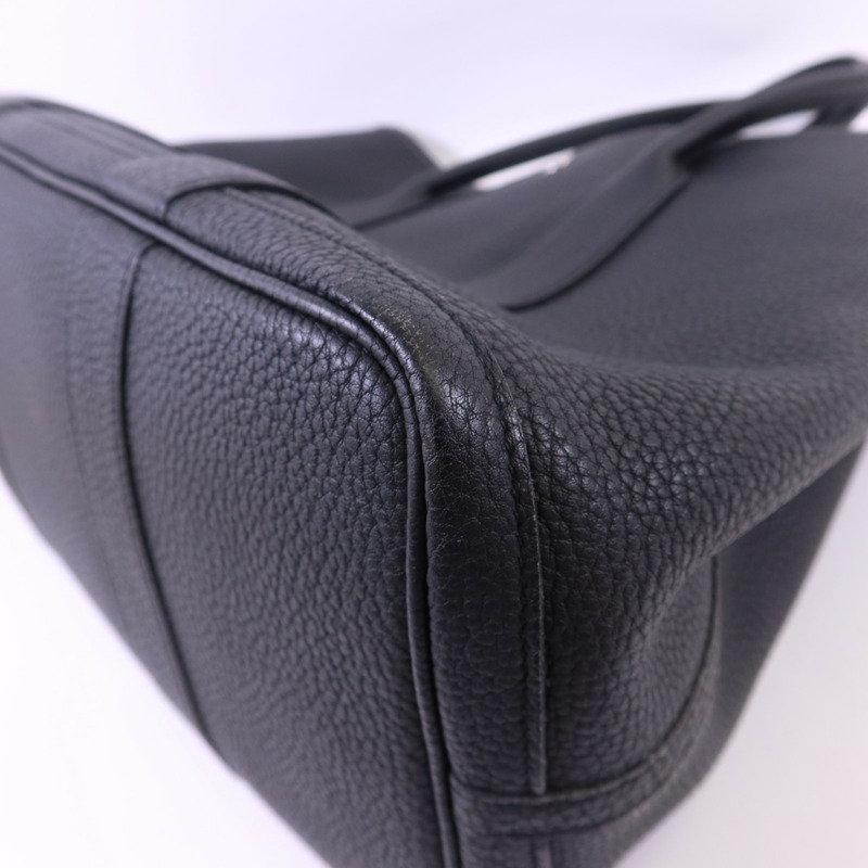 HERMES Negonda皮革Garden Party PM銀扣手挽袋Noir-11