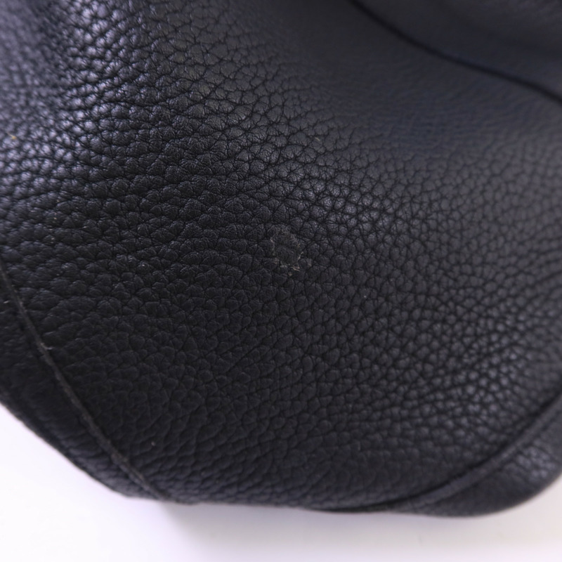 HERMES Negonda皮革Garden Party PM銀扣手挽袋Noir-20