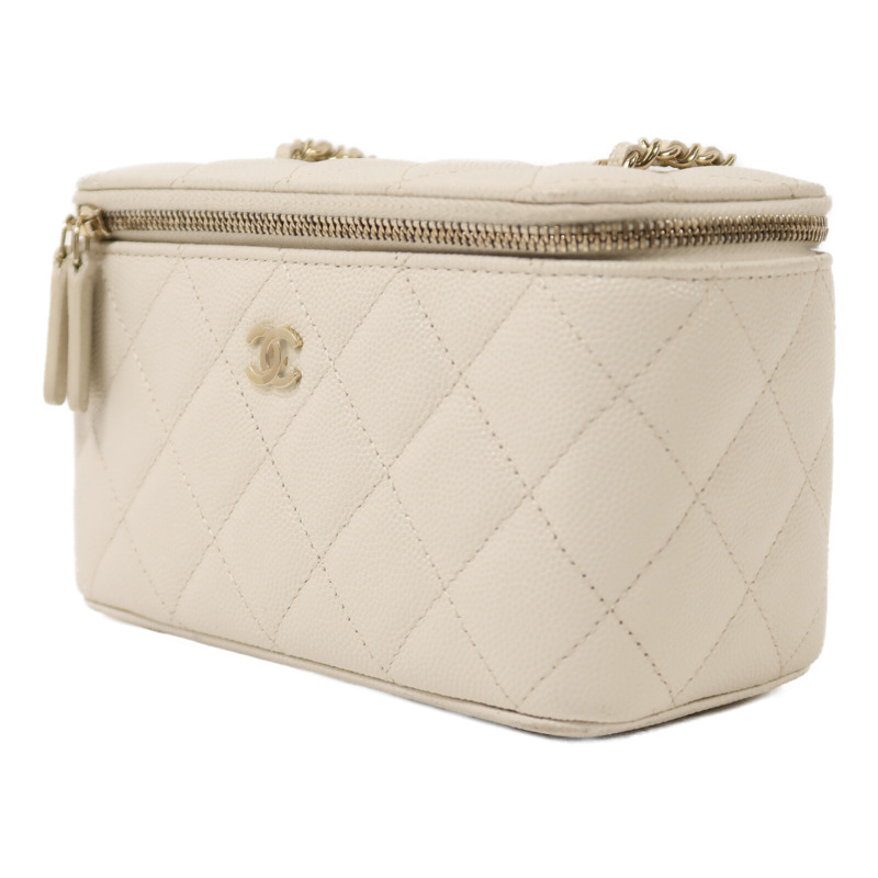 CHANEL 牛皮皮革Vanity Case金扣鏈帶肩背袋-2