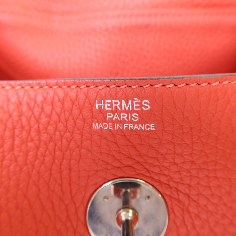 HERMES Clemence皮革Lindy 30銀扣手挽肩背兩用袋Rose Jaipur-6