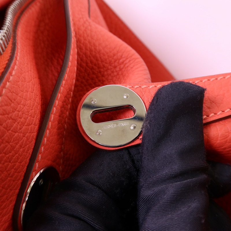 HERMES Clemence皮革Lindy 30銀扣手挽肩背兩用袋Rose Jaipur-8