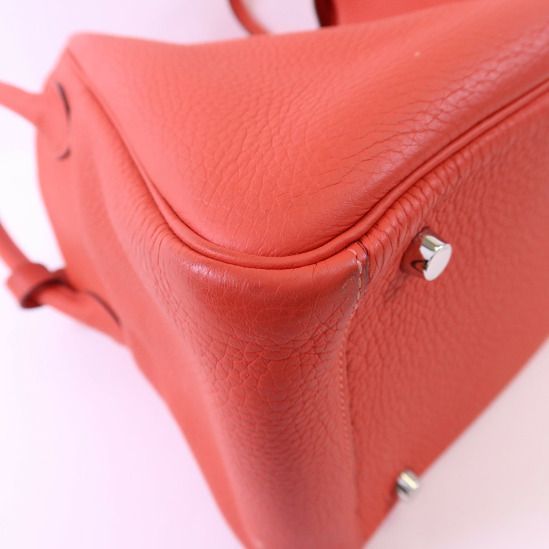 HERMES Clemence皮革Lindy 30銀扣手挽肩背兩用袋Rose Jaipur-11