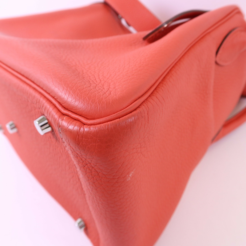 HERMES Clemence皮革Lindy 30銀扣手挽肩背兩用袋Rose Jaipur-12