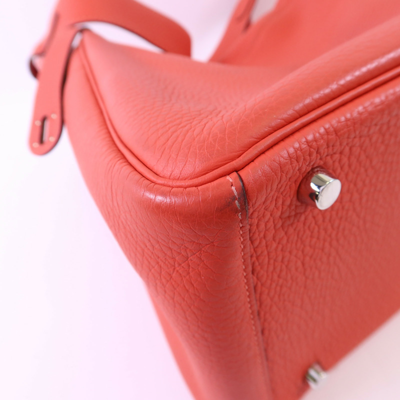 HERMES Clemence皮革Lindy 30銀扣手挽肩背兩用袋Rose Jaipur-13