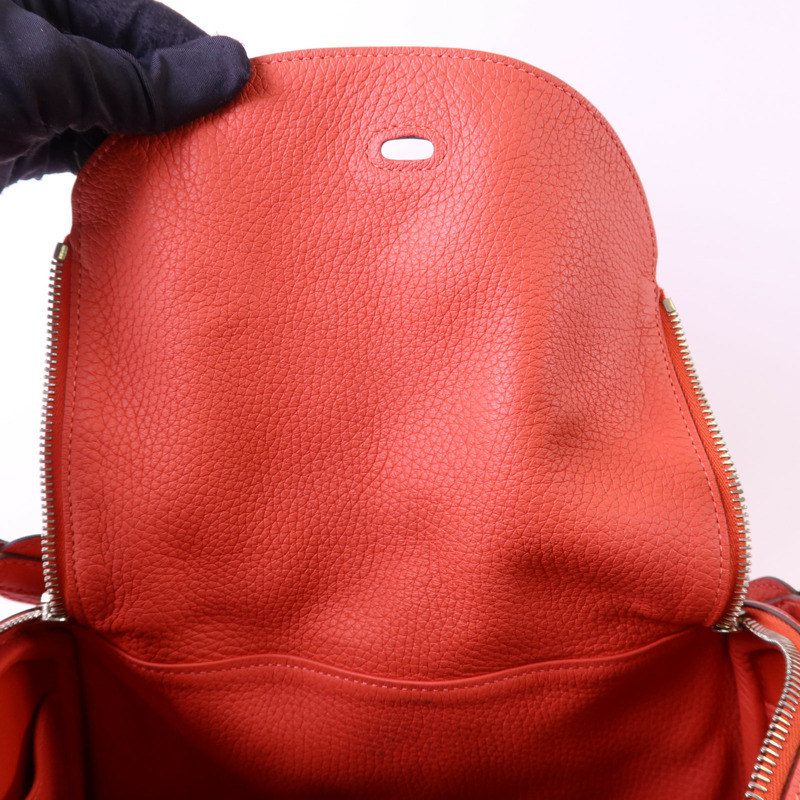 HERMES Clemence皮革Lindy 30銀扣手挽肩背兩用袋Rose Jaipur-17