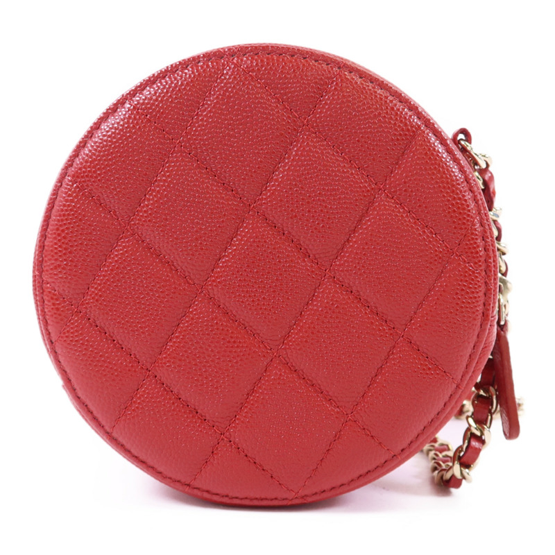 CHANEL 牛皮皮革Matelasse Round金扣鏈帶肩背袋-1