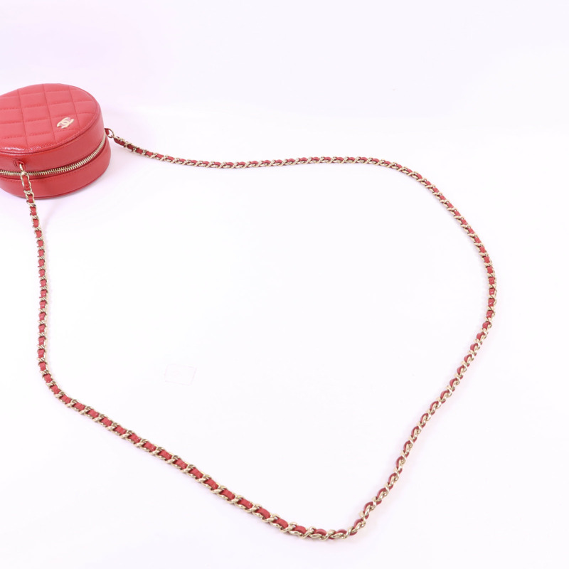 CHANEL 牛皮皮革Matelasse Round金扣鏈帶肩背袋-4