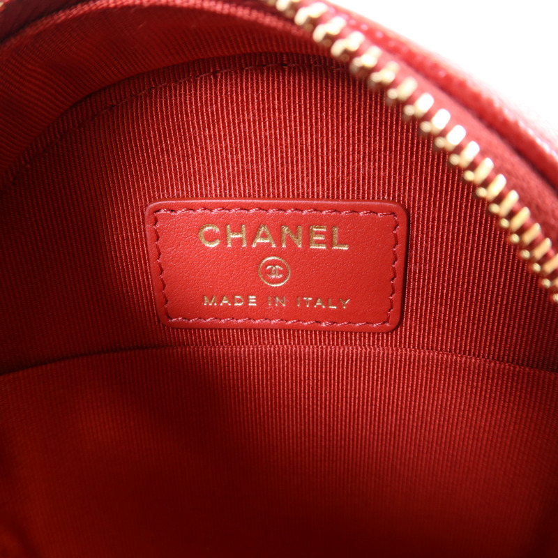 CHANEL 牛皮皮革Matelasse Round金扣鏈帶肩背袋-6