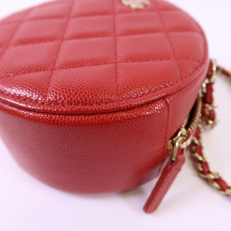 CHANEL 牛皮皮革Matelasse Round金扣鏈帶肩背袋-11