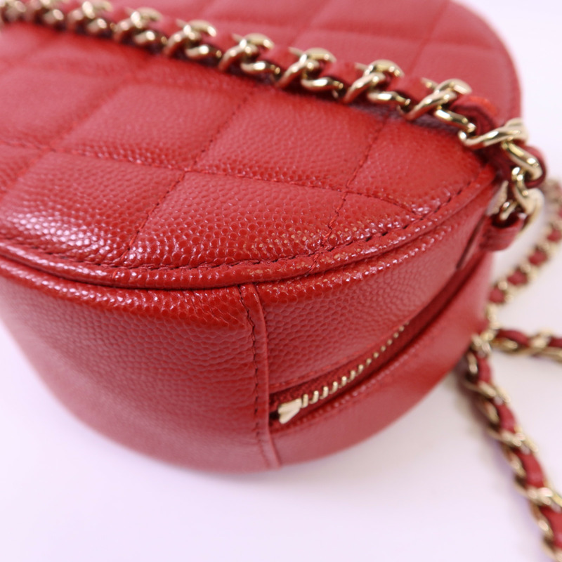 CHANEL 牛皮皮革Matelasse Round金扣鏈帶肩背袋-13