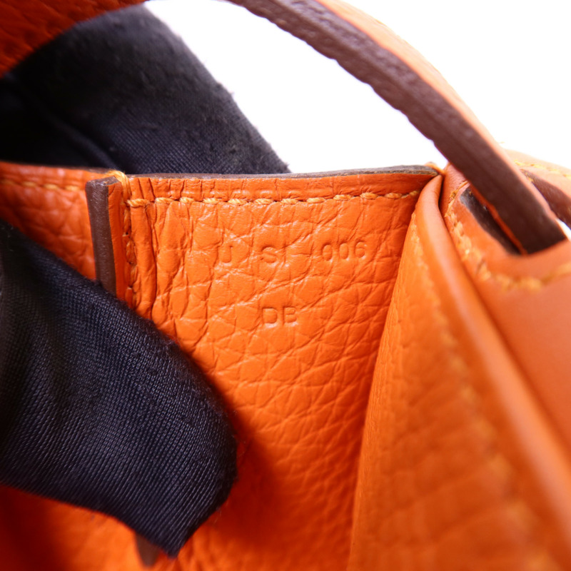 HERMES Clemence皮革Halzan 25金扣手挽肩背兩用袋Feu-7