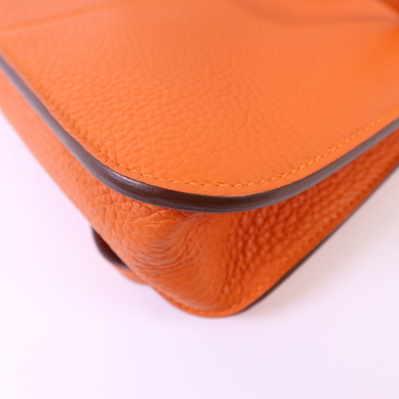 HERMES Clemence皮革Halzan 25金扣手挽肩背兩用袋Feu-11