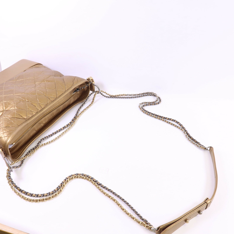 CHANEL 牛皮皮革Gabrielle Large鏈帶肩背袋-5