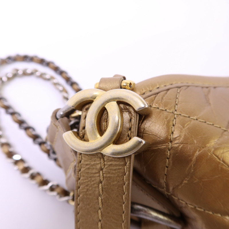 CHANEL 牛皮皮革Gabrielle Large鏈帶肩背袋-10