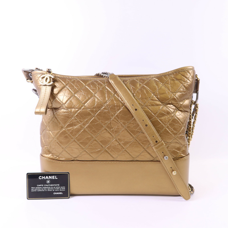 CHANEL 牛皮皮革Gabrielle Large鏈帶肩背袋-19