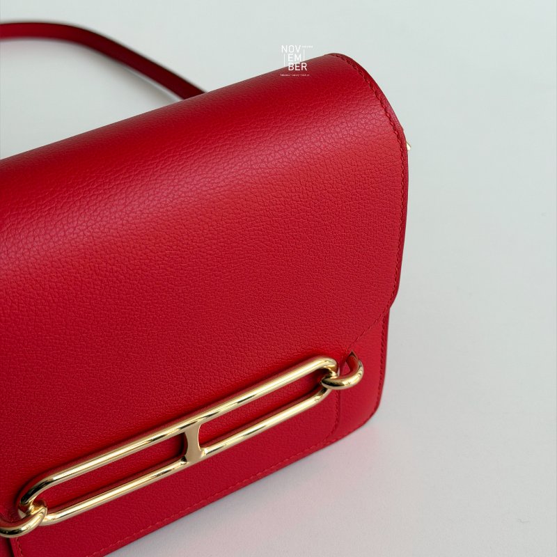 過年紅色超喜氣❤️ 99新🆕 有購證🙌🏻 Hermès 愛馬仕 Mini Roulis 愛心紅金釦-2