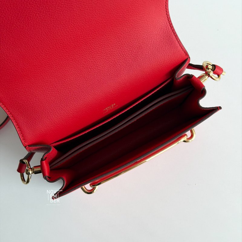 過年紅色超喜氣❤️ 99新🆕 有購證🙌🏻 Hermès 愛馬仕 Mini Roulis 愛心紅金釦-4