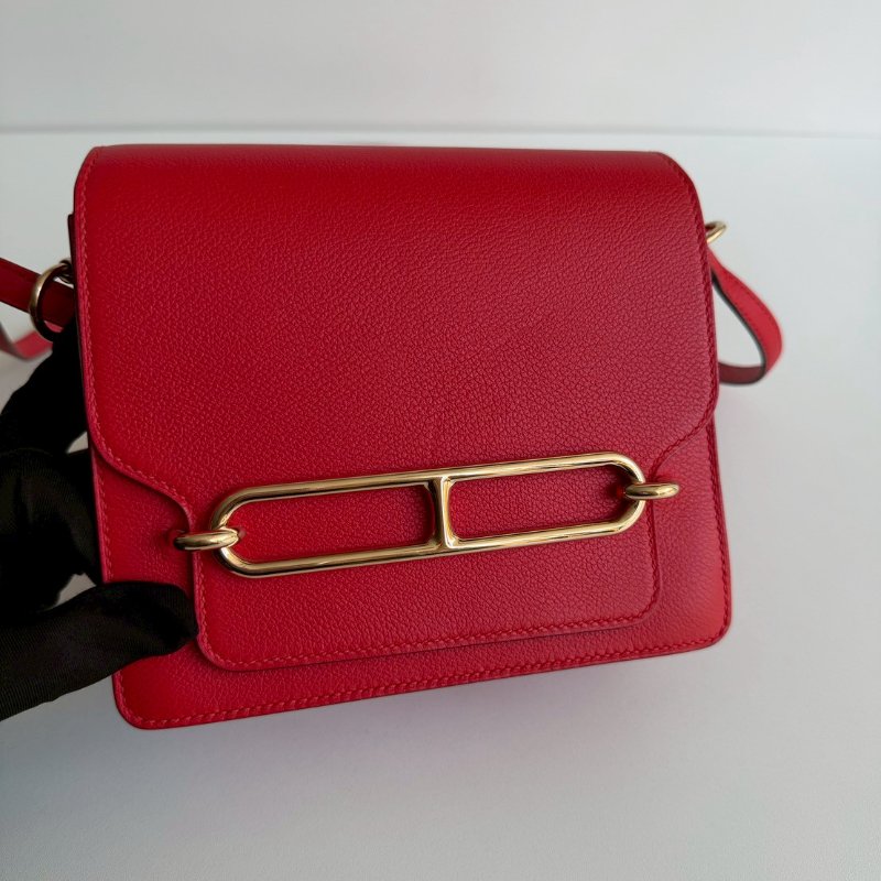 過年紅色超喜氣❤️ 99新🆕 有購證🙌🏻 Hermès 愛馬仕 Mini Roulis 愛心紅金釦-11