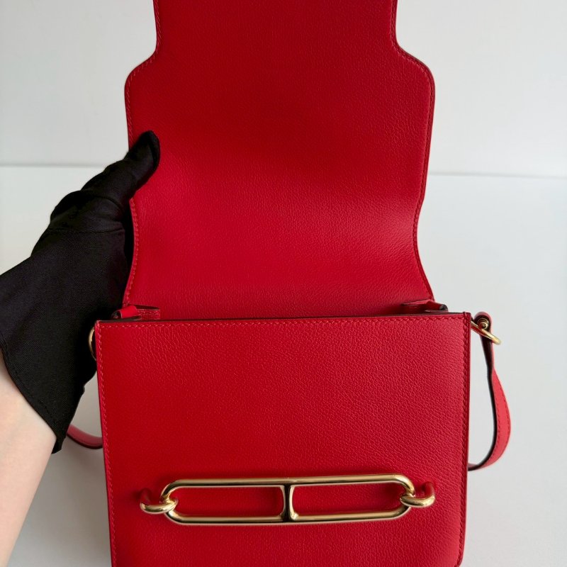 過年紅色超喜氣❤️ 99新🆕 有購證🙌🏻 Hermès 愛馬仕 Mini Roulis 愛心紅金釦-12