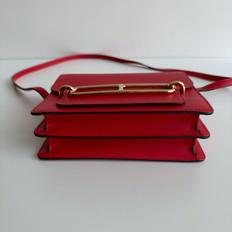 過年紅色超喜氣❤️ 99新🆕 有購證🙌🏻 Hermès 愛馬仕 Mini Roulis 愛心紅金釦-14