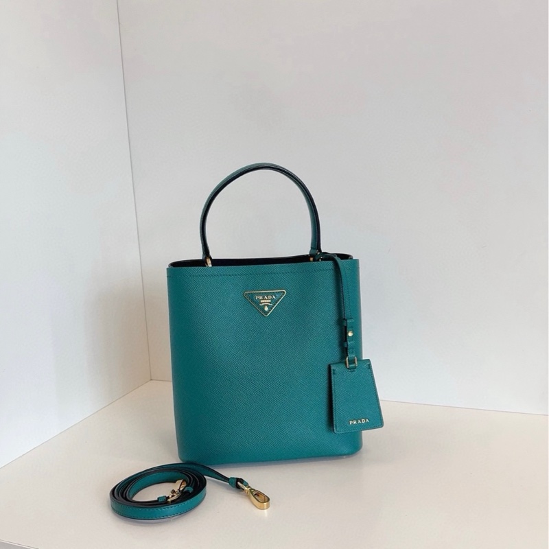 Prada普拉達 Panier Saffiano十字紋牛皮水桶包-0