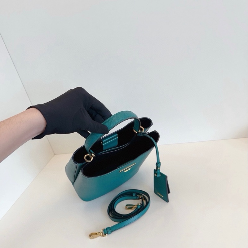 Prada普拉達 Panier Saffiano十字紋牛皮水桶包-7