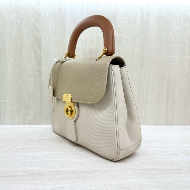 Burberry奶茶拼色金釦DK88手提側背包-2