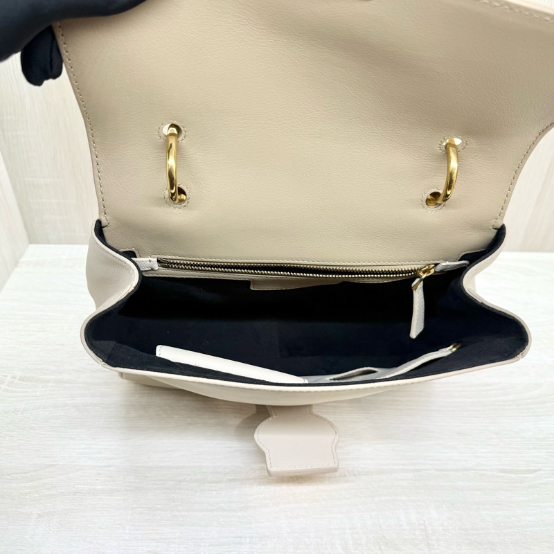 Burberry奶茶拼色金釦DK88手提側背包-7