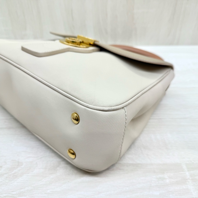 Burberry奶茶拼色金釦DK88手提側背包-14