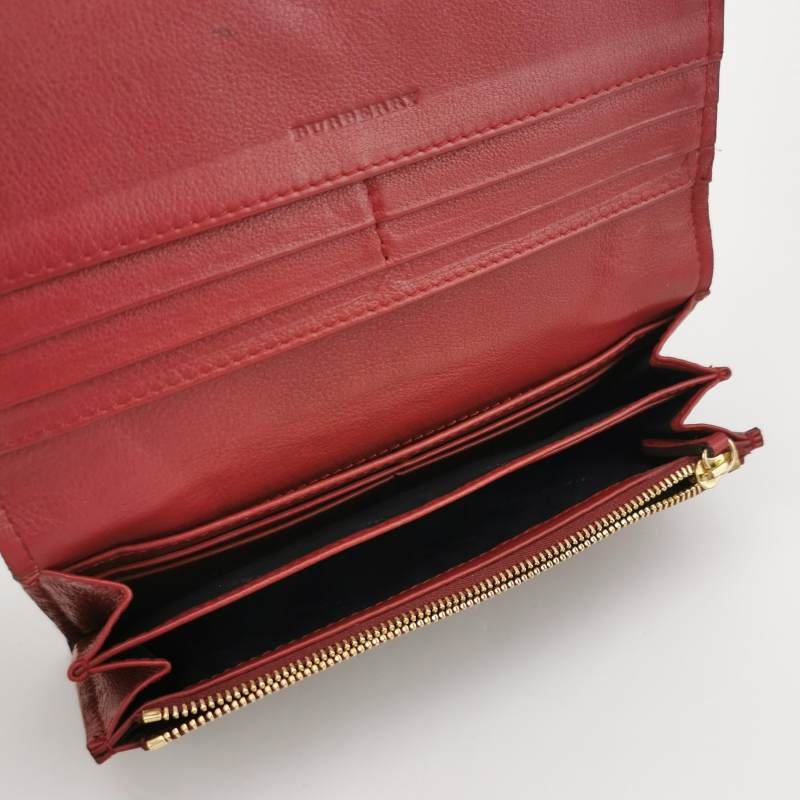 Burberry牛皮純色銘牌logo翻蓋錢包-4
