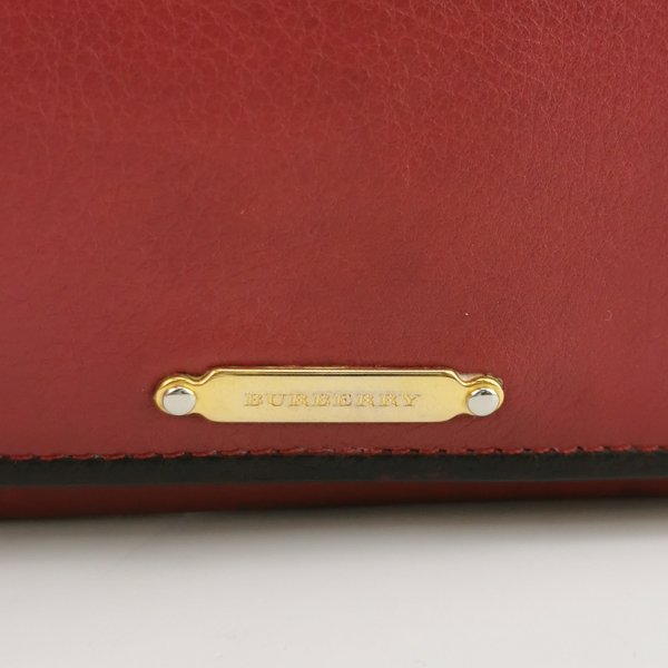 Burberry牛皮純色銘牌logo翻蓋錢包-6