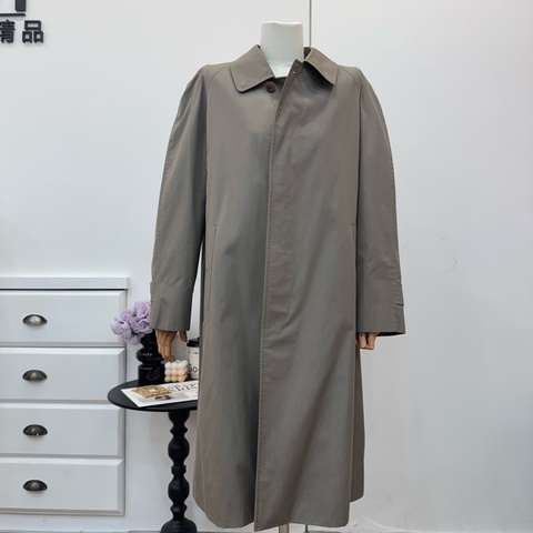 Burberry 灰色長款風衣 秋冬vintage 中古