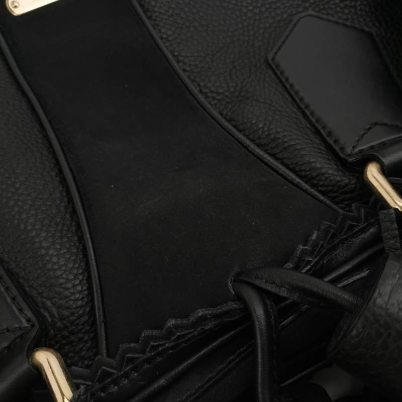 Burberry牛皮翻毛皮純色流蘇裝飾銘牌徽標斜挎包單肩包-11