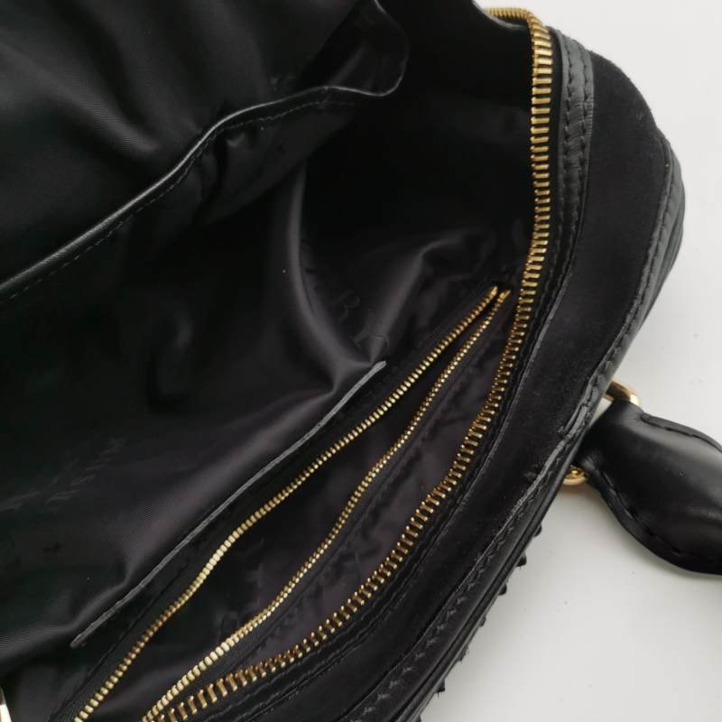 Burberry牛皮翻毛皮純色流蘇裝飾銘牌徽標斜挎包單肩包-12