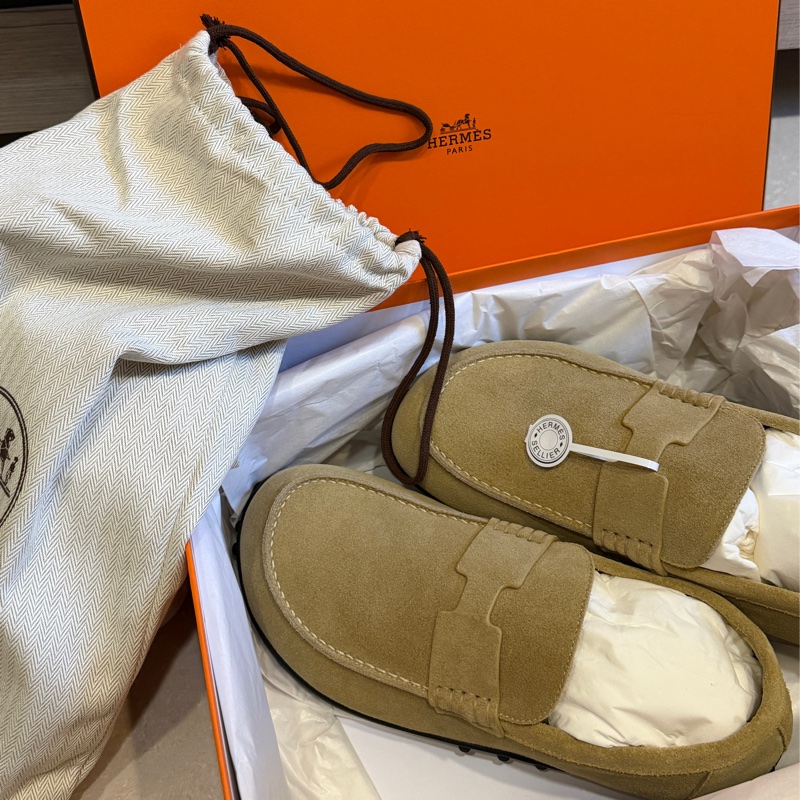 愛馬仕Lazy樂福鞋 米色 雪花石膏 全新🐎39號-0