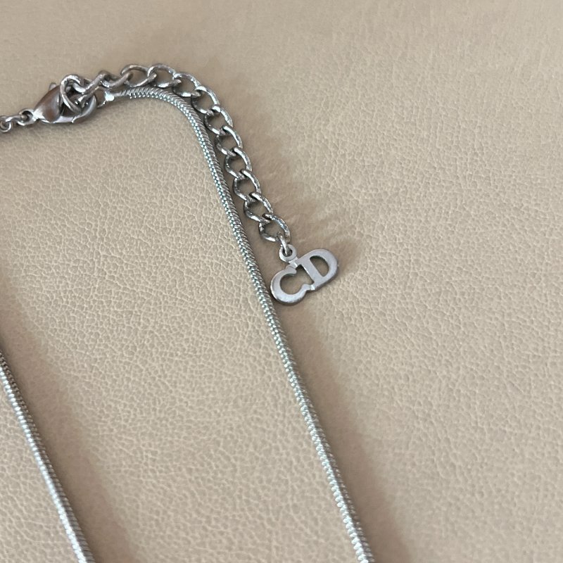 Dior銀色心形蛇骨頸鏈 / Dior Heart CD Logo Necklace 日本中古二手Vintage 情人節禮物-1