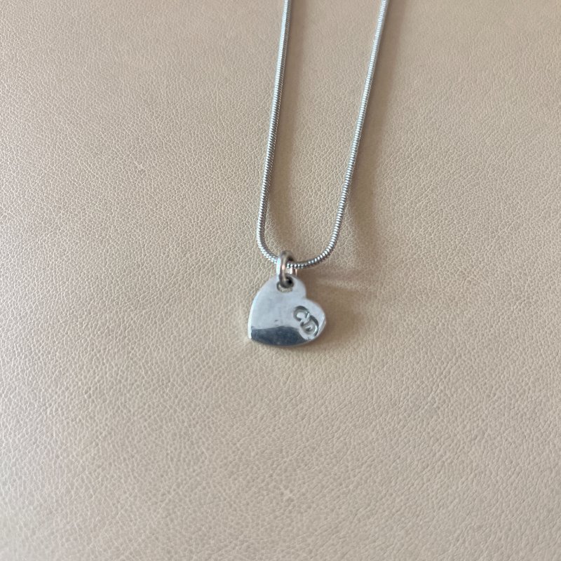 Dior銀色心形蛇骨頸鏈 / Dior Heart CD Logo Necklace 日本中古二手Vintage 情人節禮物-2